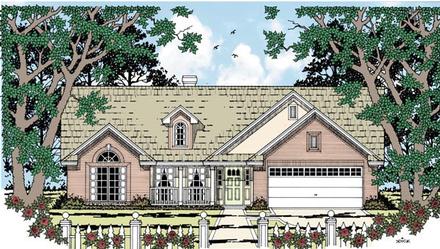 Country One-Story Traditional Elevation of Plan 79246