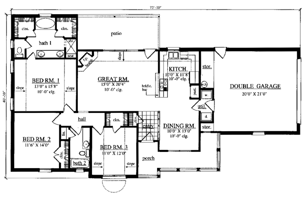 One-Story Traditional Level One of Plan 79247