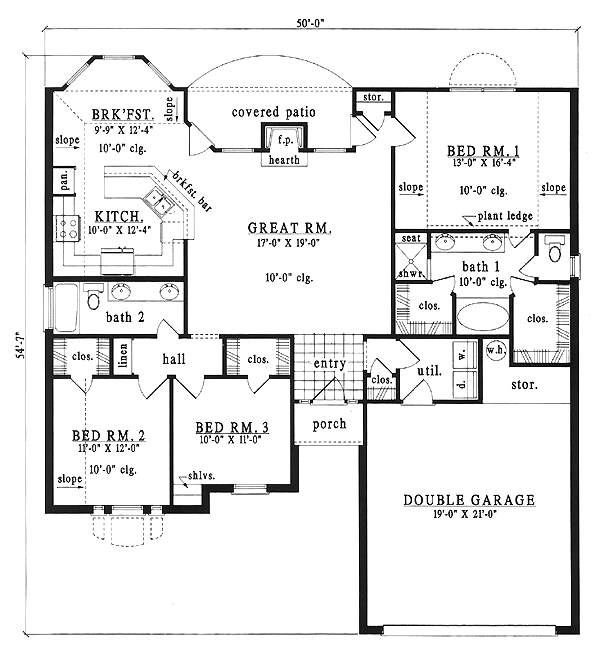 European One-Story Level One of Plan 79248