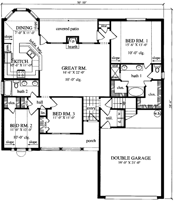 Country One-Story Level One of Plan 79249