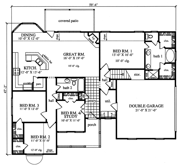 Country One-Story Level One of Plan 79254