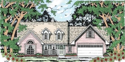 Country One-Story Elevation of Plan 79257