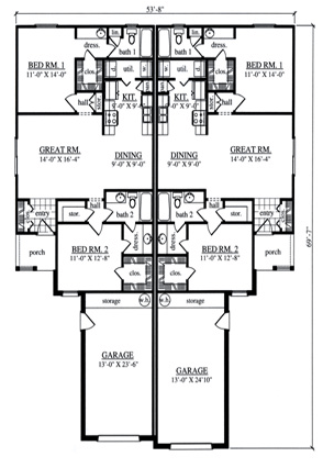 Multi-Family Plan 79258 First Level Plan