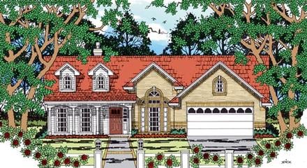 Country One-Story Elevation of Plan 79261