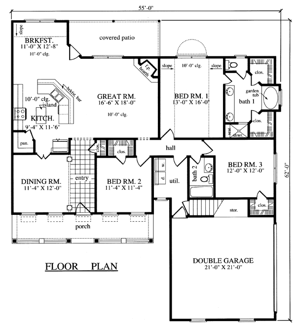 Country One-Story Level One of Plan 79263