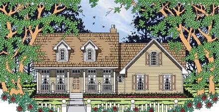 Country One-Story Elevation of Plan 79263