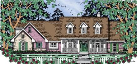 Country One-Story Elevation of Plan 79266