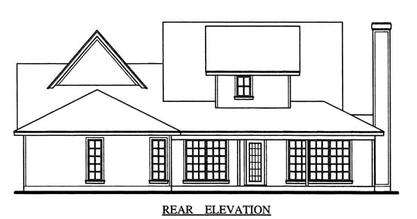 Country Farmhouse Rear Elevation of Plan 79267