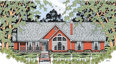 Country One-Story Elevation of Plan 79282