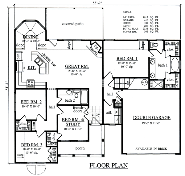 Country One-Story Level One of Plan 79284