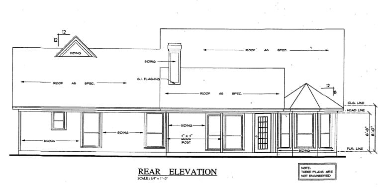 Country One-Story Rear Elevation of Plan 79284