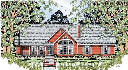 Country One-Story Elevation of Plan 79285