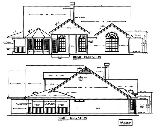 Country One-Story Rear Elevation of Plan 79286
