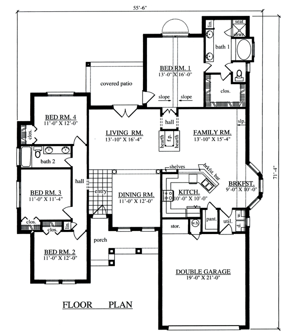 One-Story Traditional Level One of Plan 79287
