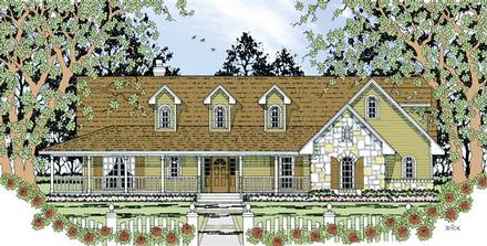 Country One-Story Elevation of Plan 79290
