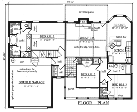 House Plan 79295 First Level Plan