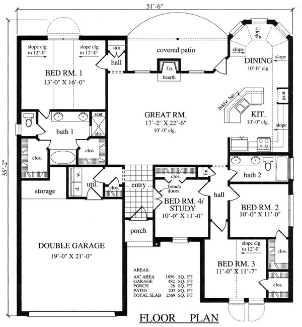 One-Story Traditional Level One of Plan 79296