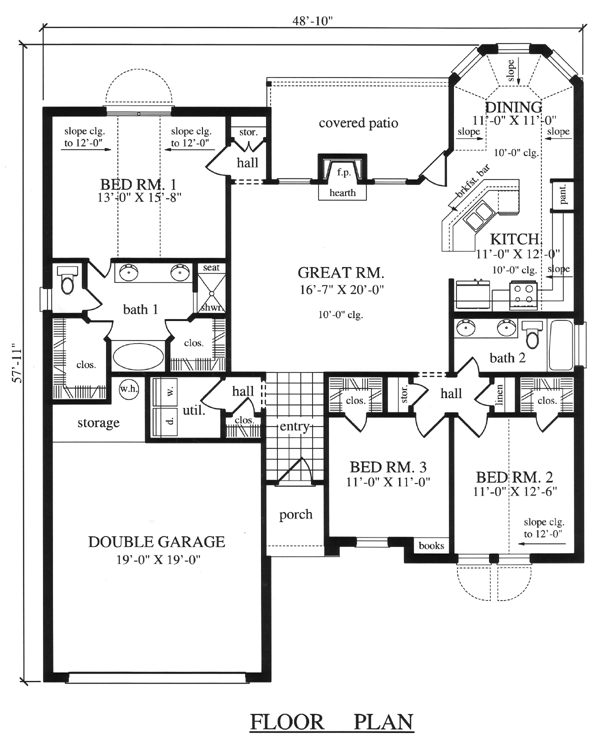 One-Story Traditional Level One of Plan 79298