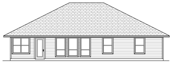 Country Farmhouse Ranch Rear Elevation of Plan 79303