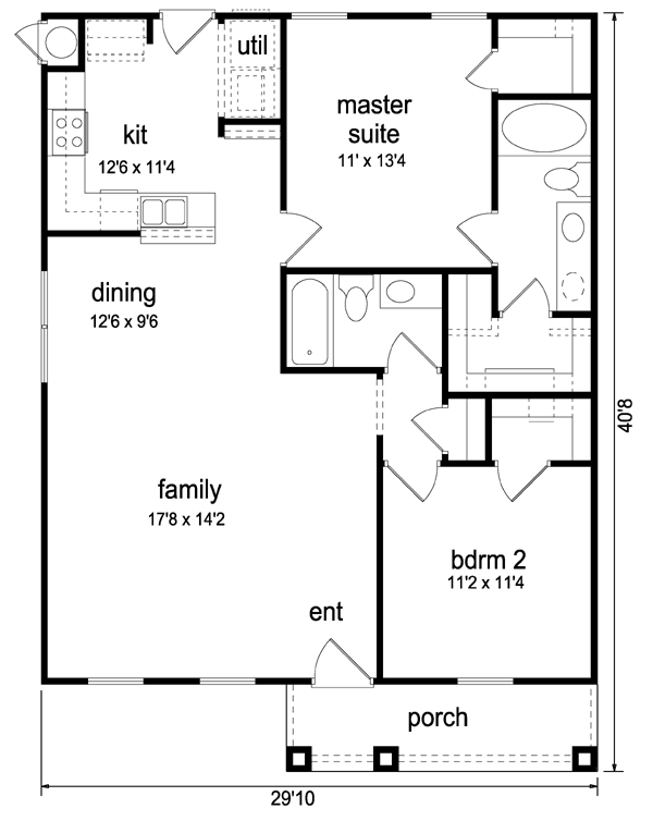 Cottage Craftsman Level One of Plan 79334