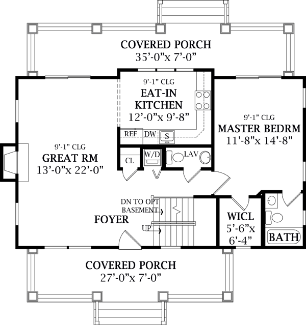 Cottage Country Craftsman Farmhouse Level One of Plan 79503