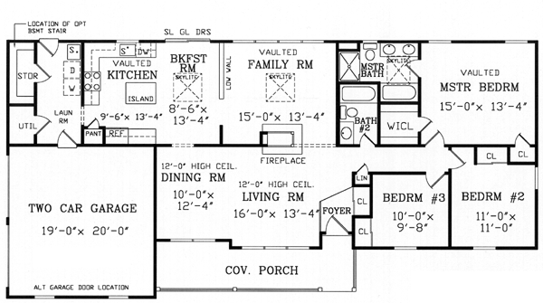 Country Farmhouse Southern Traditional Level One of Plan 79515