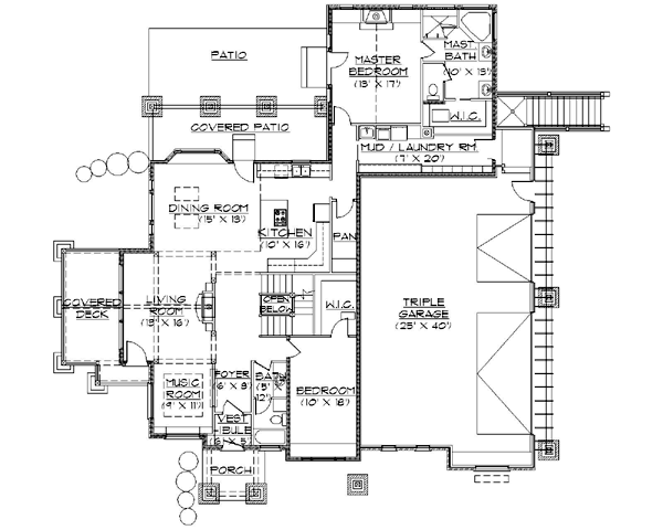 Plan 79891 | Traditional House with 5 Bed, 4 Bath, 3 Car