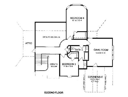 House Plan 80000 Second Level Plan