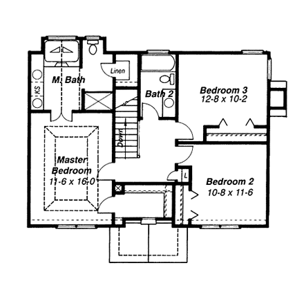 House Plan 80148 Second Level Plan