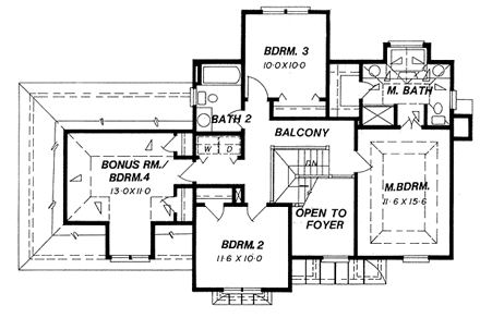 House Plan 80153 Second Level Plan