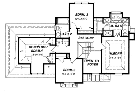 House Plan 80154 Second Level Plan