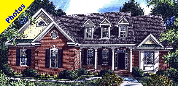 Traditional Plan with 2614 Sq. Ft., 3 Bedrooms, 3 Bathrooms, 2 Car Garage Elevation