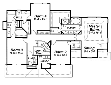 House Plan 80225 Second Level Plan