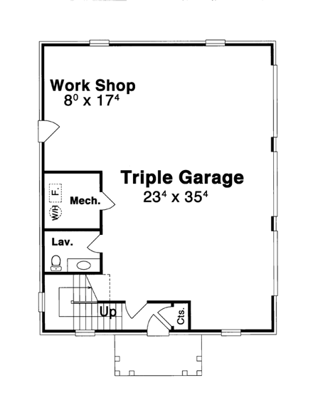 Garage Plan 80251 - 3 Car Garage Apartment First Level Plan