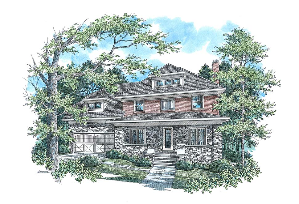 Craftsman, Traditional Plan with 3297 Sq. Ft., 4 Bedrooms, 4 Bathrooms, 2 Car Garage Picture 4