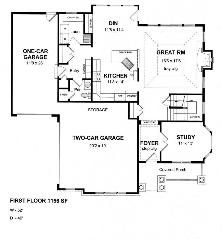 Bungalow Cottage Craftsman Level One of Plan 80303