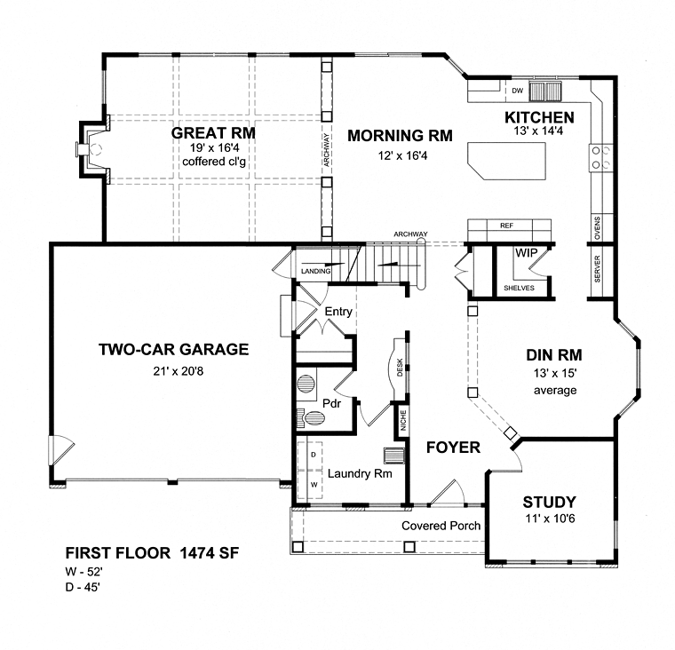 Colonial Traditional Level One of Plan 80304