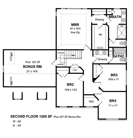 House Plan 80304 Second Level Plan