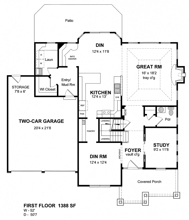 Cottage Craftsman Level One of Plan 80305