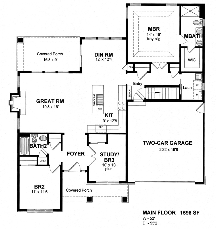 Cottage Country Craftsman Level One of Plan 80307