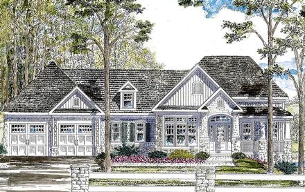 Country Ranch Traditional Elevation of Plan 80308