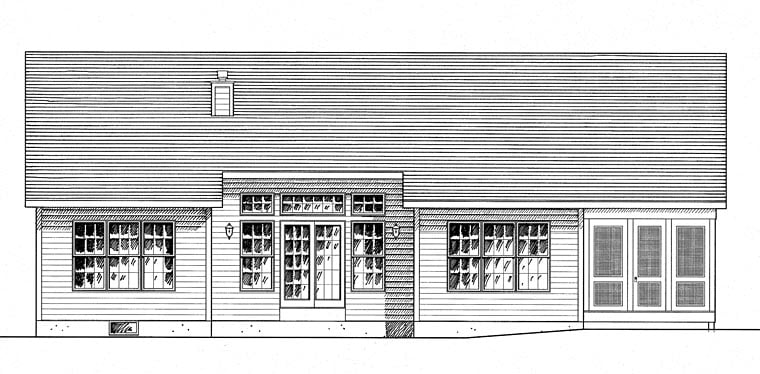 Country Traditional Rear Elevation of Plan 80310