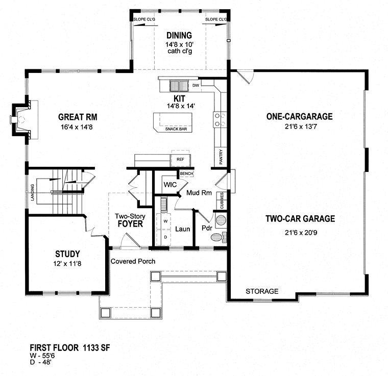 Craftsman Traditional Level One of Plan 80311