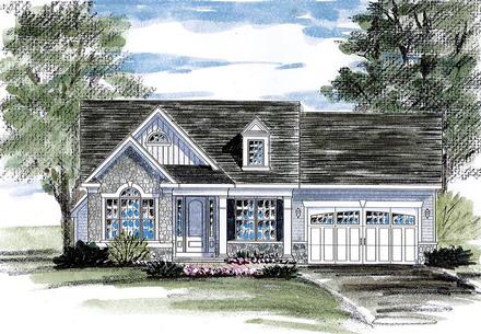 Cottage Country Ranch Elevation of Plan 80312