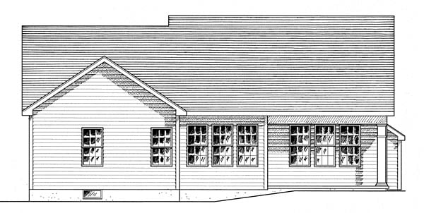 Cottage Country Ranch Rear Elevation of Plan 80312