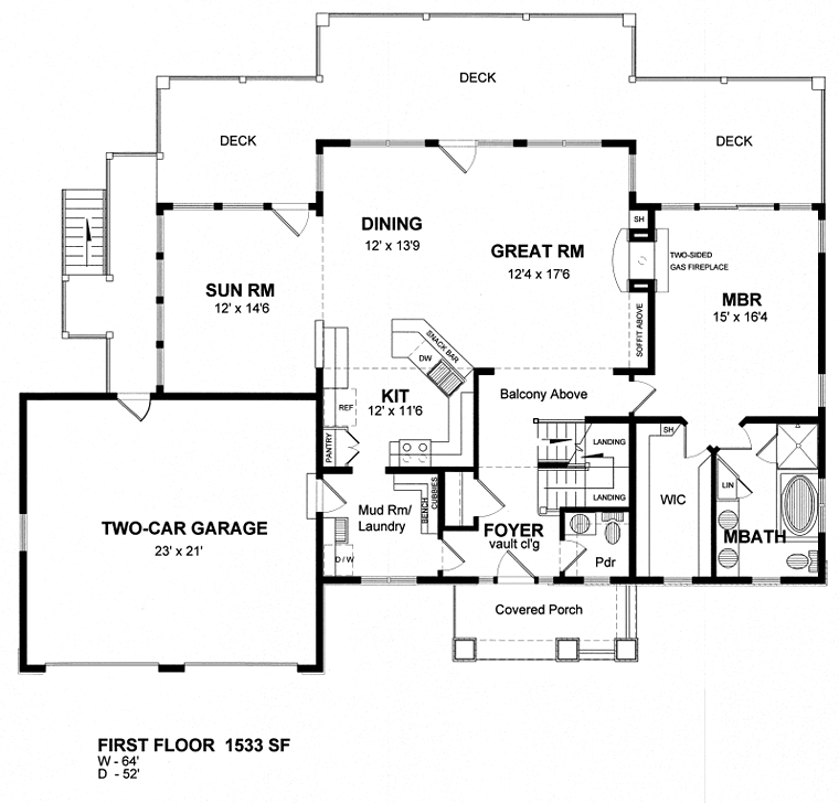 Cape Cod Cottage Craftsman Level One of Plan 80314