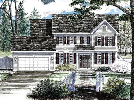 Colonial Southern Elevation of Plan 80315