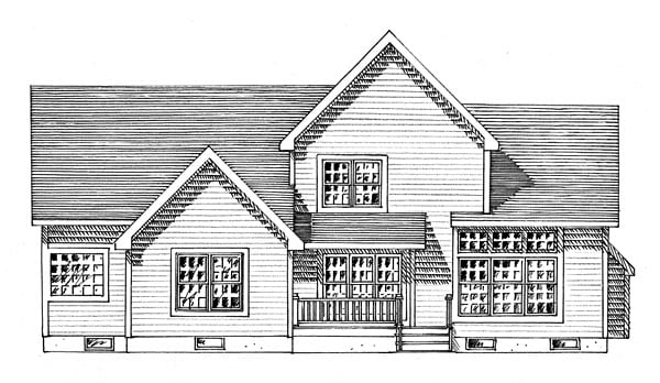 Colonial Traditional Rear Elevation of Plan 80316