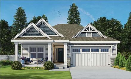 Cottage Country Craftsman Ranch Traditional Elevation of Plan 80406