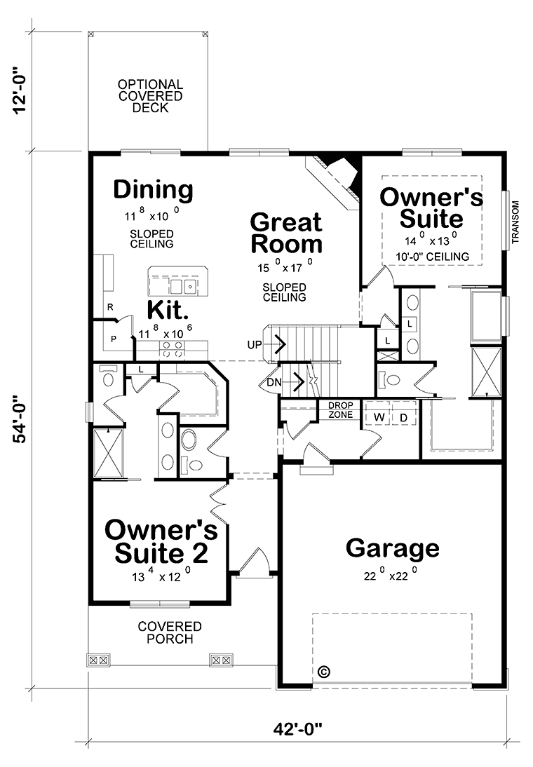 Craftsman Traditional Level One of Plan 80410